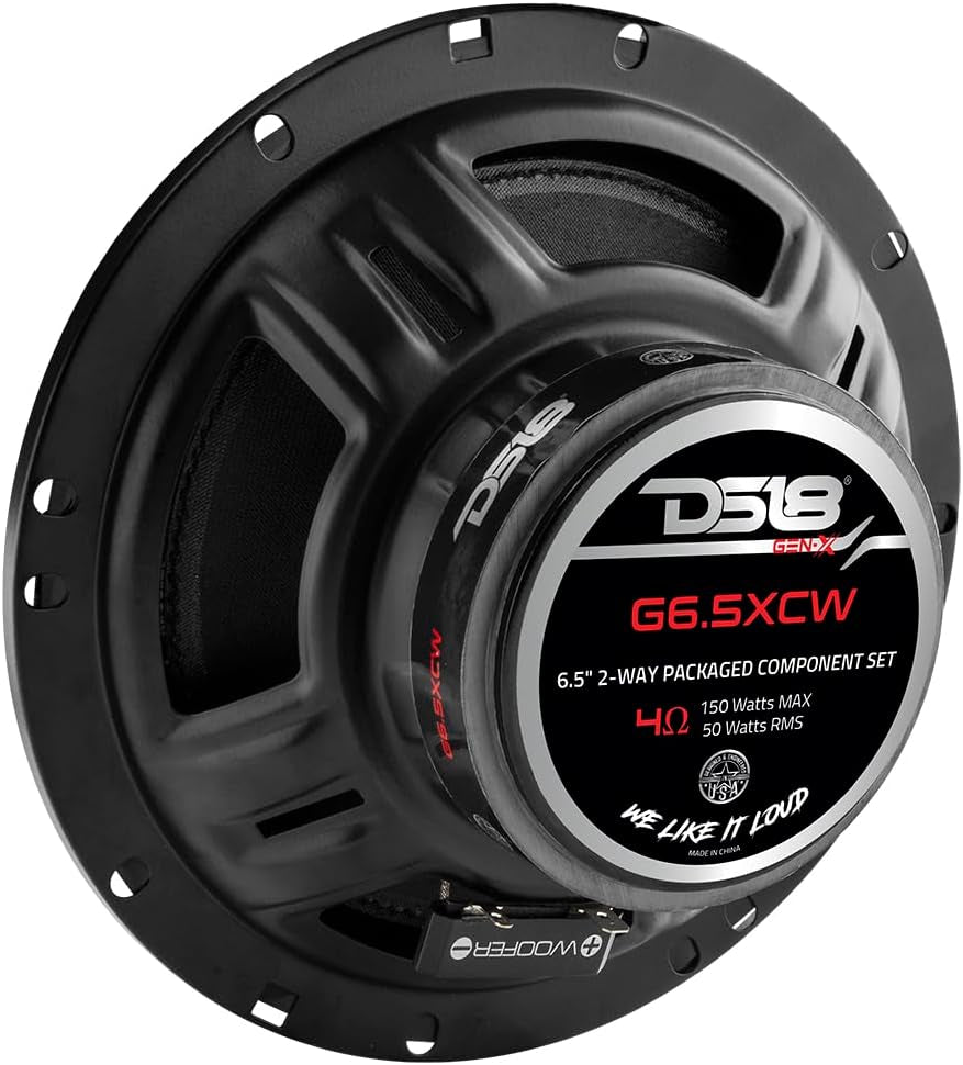 GEN-X6.5C Component Set - 6.5", 2-Way, 150W Max, 50W RMS, Black Paper Cone, Tetorn Dome Tweeters, 4 Ohms - Clarity Unparalled by Other Speakers in Their Class (2 Speakers)