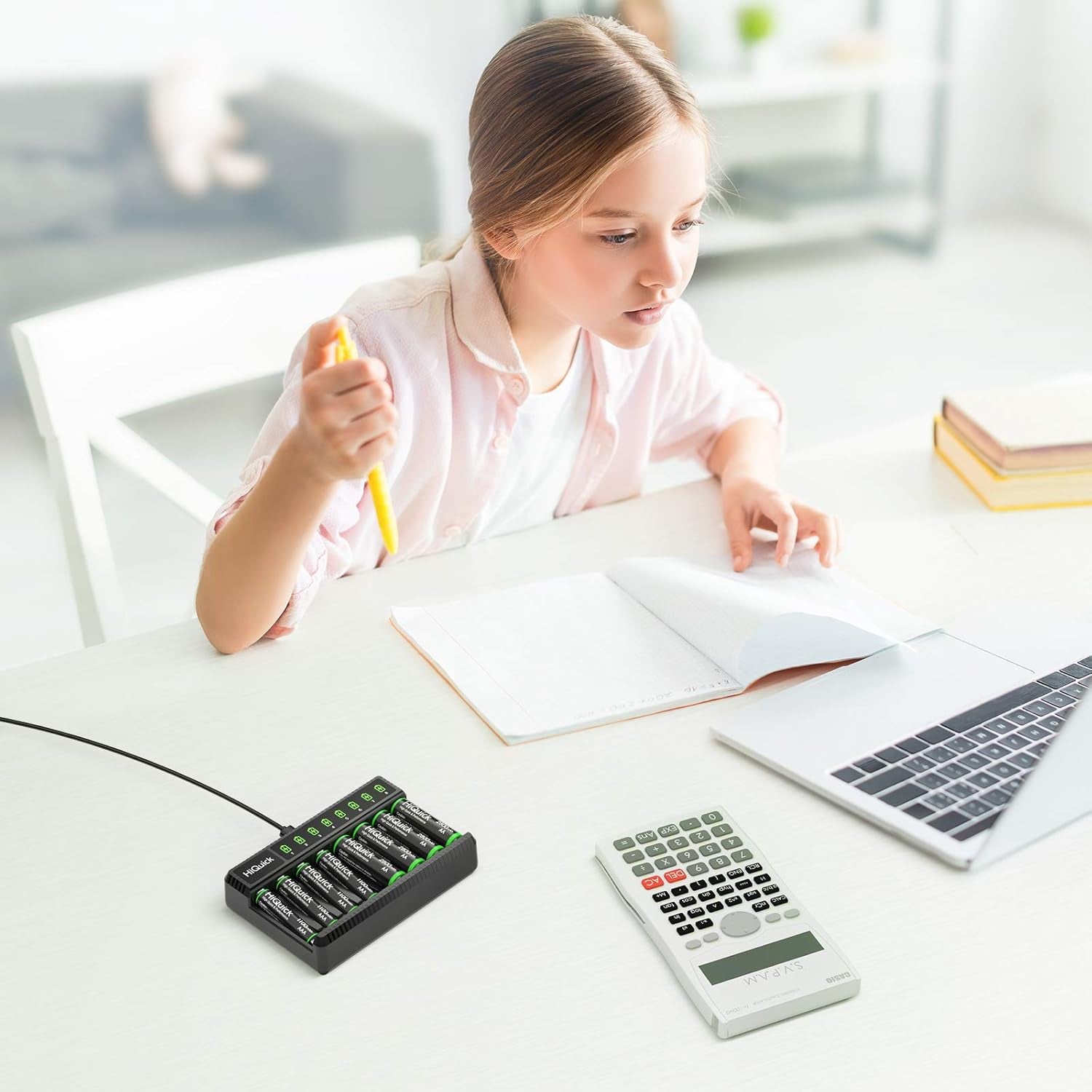 8-Bay Smart Charger with AA AAA Rechargeable Battery, 4 X 2800Mah AA & 4 X1100Mah AAA Batteries – Fast Charging for Home Devices