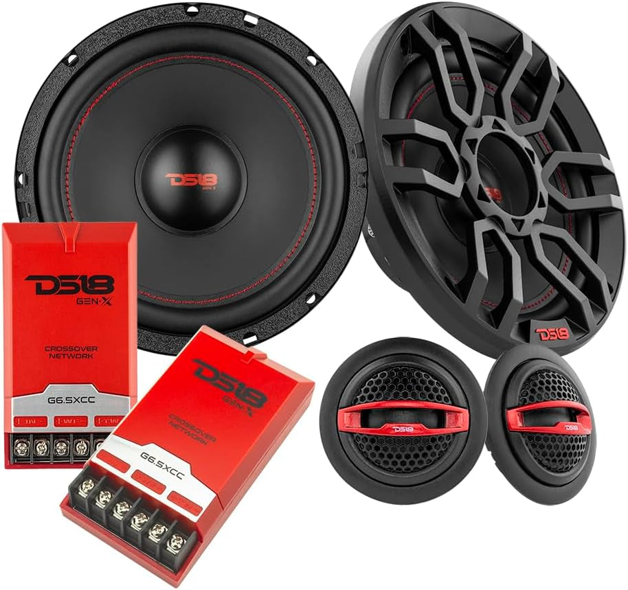 GEN-X6.5C Component Set - 6.5", 2-Way, 150W Max, 50W RMS, Black Paper Cone, Tetorn Dome Tweeters, 4 Ohms - Clarity Unparalled by Other Speakers in Their Class (2 Speakers)